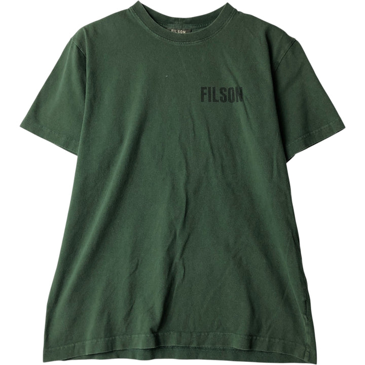 Filson short-sleeved printed T-shirt, made in the USA, men's size M equivalent. cotton green type Vintage Second Hand