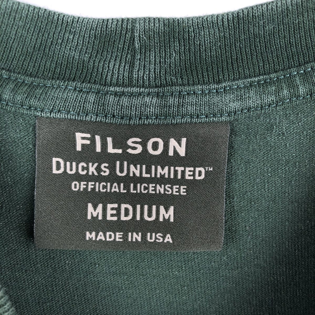 Filson short-sleeved printed T-shirt, made in the USA, men's size M equivalent. cotton green type Vintage Second Hand
