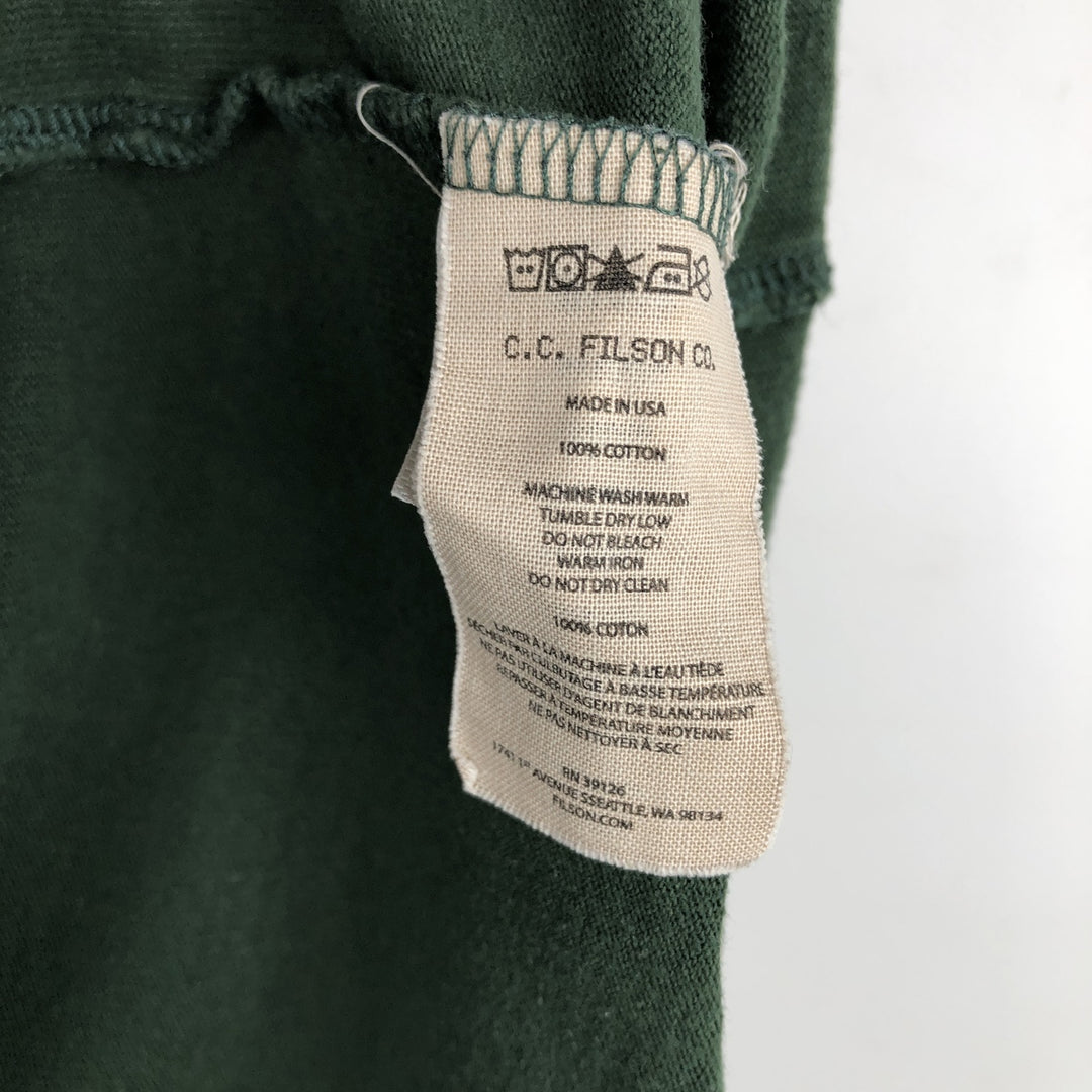 Filson short-sleeved printed T-shirt, made in the USA, men's size M equivalent. cotton green type Vintage Second Hand
