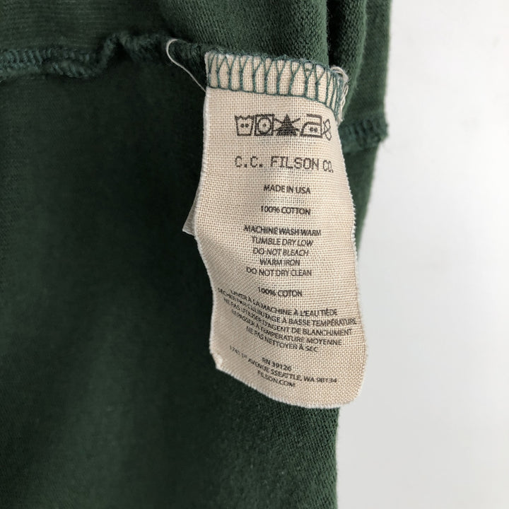 Filson short-sleeved printed T-shirt, made in the USA, men's size M equivalent. cotton green type Vintage Second Hand