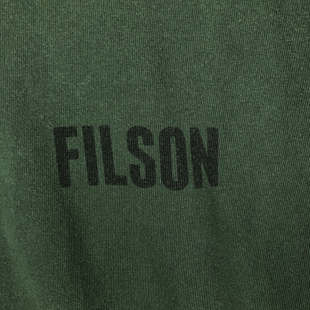 Filson short-sleeved printed T-shirt, made in the USA, men's size M equivalent. cotton green type Vintage Second Hand