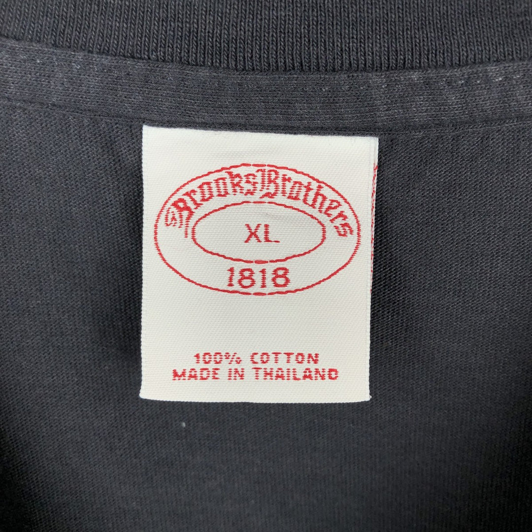 Brooks Brothers 1818 Short-Sleeve T-Shirt with One-Point Logo, Men's Size XL (approx.) cotton black type Vintage Second Hand
