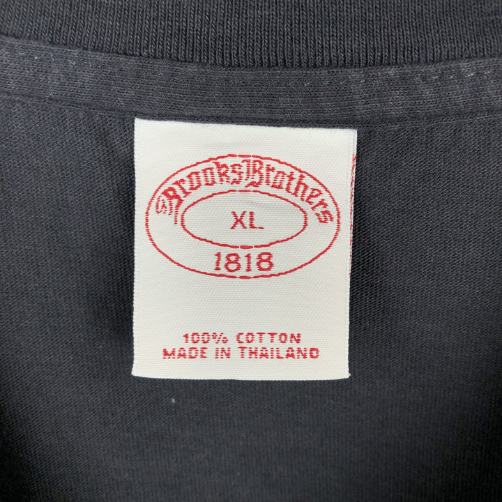 Brooks Brothers 1818 Short-Sleeve T-Shirt with One-Point Logo, Men's Size XL (approx.) cotton black type Vintage Second Hand