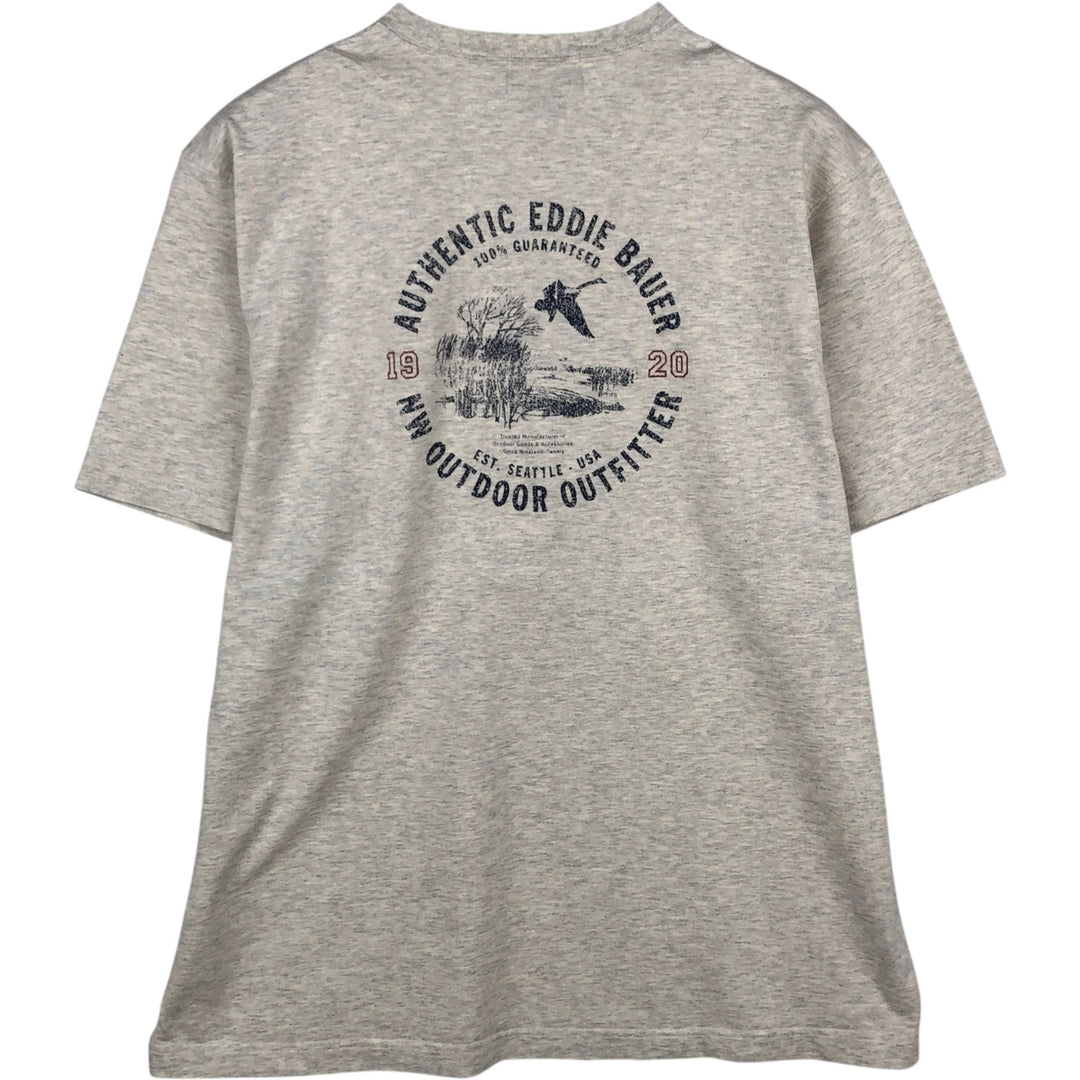 Eddie Bauer Short-Sleeve Printed T-Shirt, Men's Size L (approx.) cotton gray type Vintage Second Hand