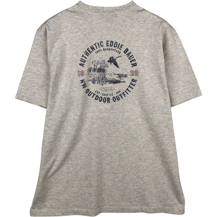 Eddie Bauer Short-Sleeve Printed T-Shirt, Men's Size L (approx.) cotton gray type Vintage Second Hand
