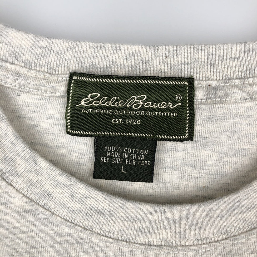 Eddie Bauer Short-Sleeve Printed T-Shirt, Men's Size L (approx.) cotton gray type Vintage Second Hand