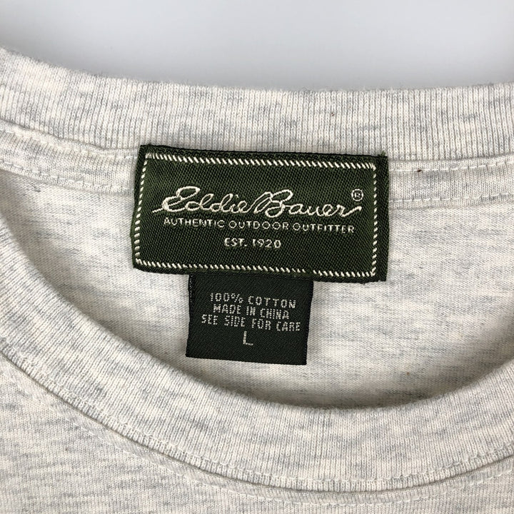 Eddie Bauer Short-Sleeve Printed T-Shirt, Men's Size L (approx.) cotton gray type Vintage Second Hand