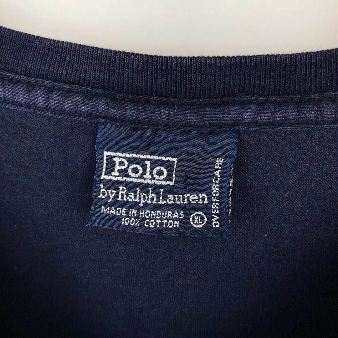 Ralph Lauren POLO by Ralph Lauren short-sleeved logo T-shirt, men's size XL cotton navy blue type Vintage Second Hand