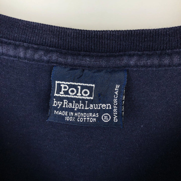 Ralph Lauren POLO by Ralph Lauren short-sleeved logo T-shirt, men's size XL cotton navy blue type Vintage Second Hand