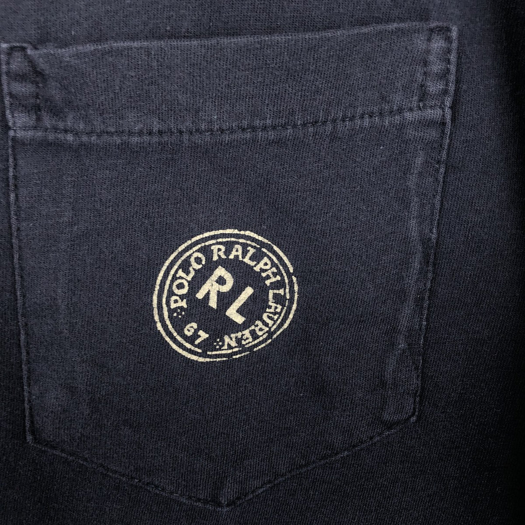 Ralph Lauren POLO by Ralph Lauren short-sleeved logo T-shirt, men's size XL cotton navy blue type Vintage Second Hand