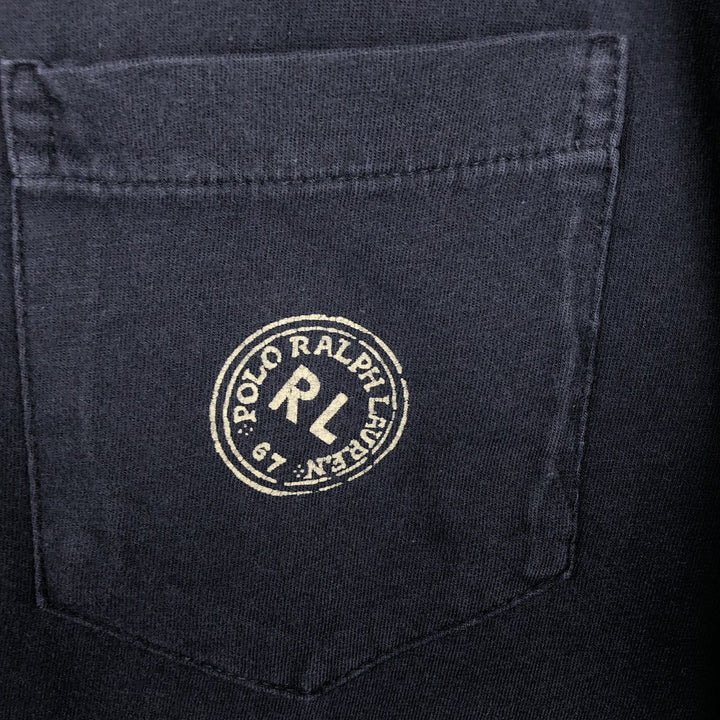 Ralph Lauren POLO by Ralph Lauren short-sleeved logo T-shirt, men's size XL cotton navy blue type Vintage Second Hand