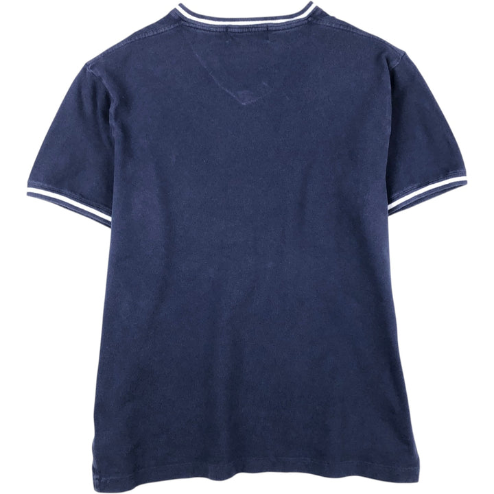 Ralph Lauren POLO by Ralph Lauren pique knit short-sleeved V-neck T-shirt, men's size M (approx.) cotton navy blue type Vintage Second Hand