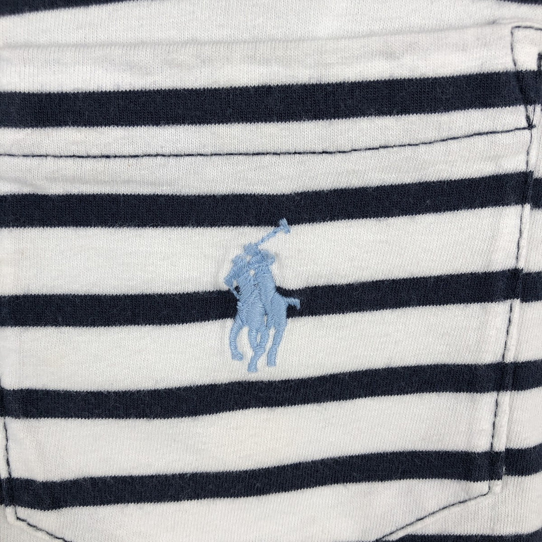 Ralph Lauren POLO RALPH LAUREN CUSTOM SLIM FIT V-neck Short-sleeve Striped T-shirt (Men's size L equivalent) unclear navy blue type Vintage Second Hand