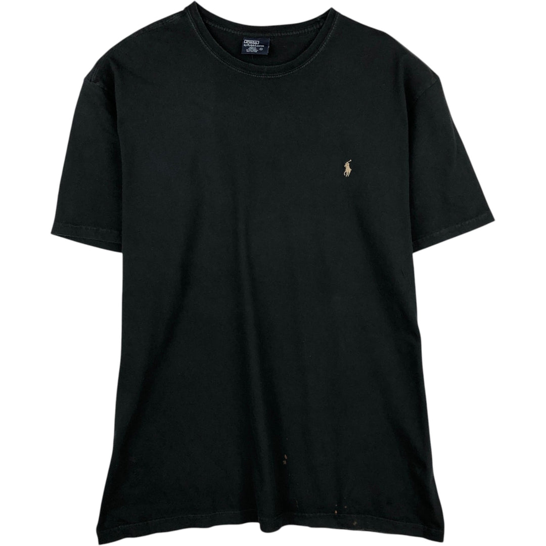 Ralph Lauren POLO by Ralph Lauren short sleeve one point logo T-shirt men's L size cotton black type Vintage Second Hand