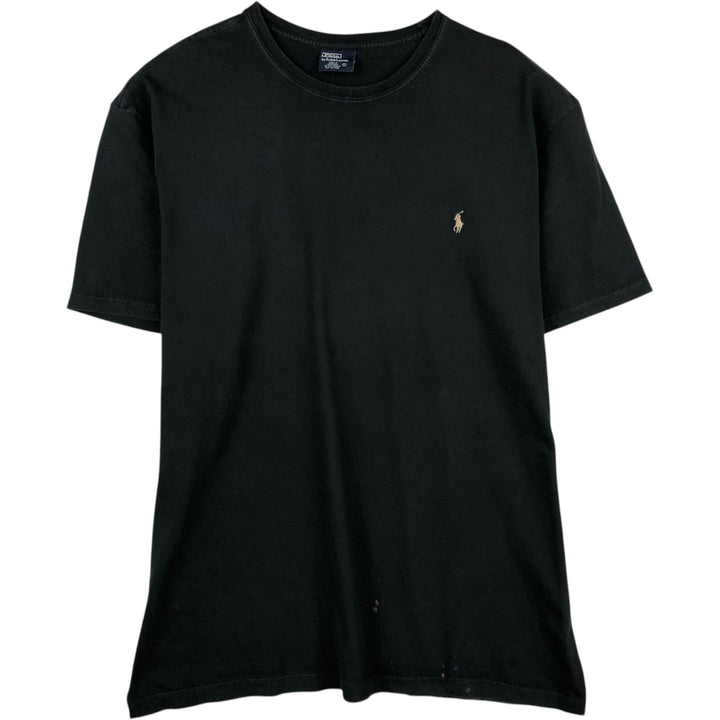 Ralph Lauren POLO by Ralph Lauren short sleeve one point logo T-shirt men's L size cotton black type Vintage Second Hand