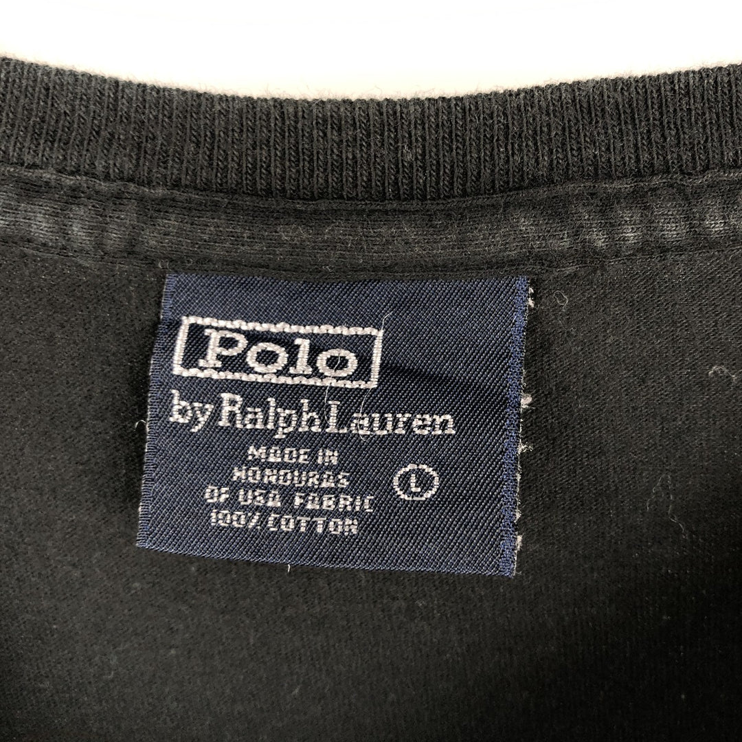 Ralph Lauren POLO by Ralph Lauren short sleeve one point logo T-shirt men's L size cotton black type Vintage Second Hand