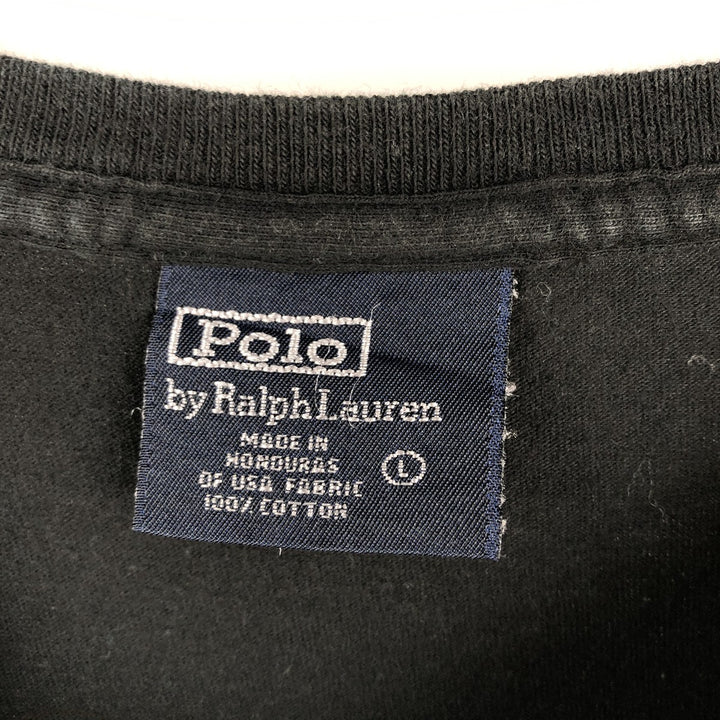 Ralph Lauren POLO by Ralph Lauren short sleeve one point logo T-shirt men's L size cotton black type Vintage Second Hand