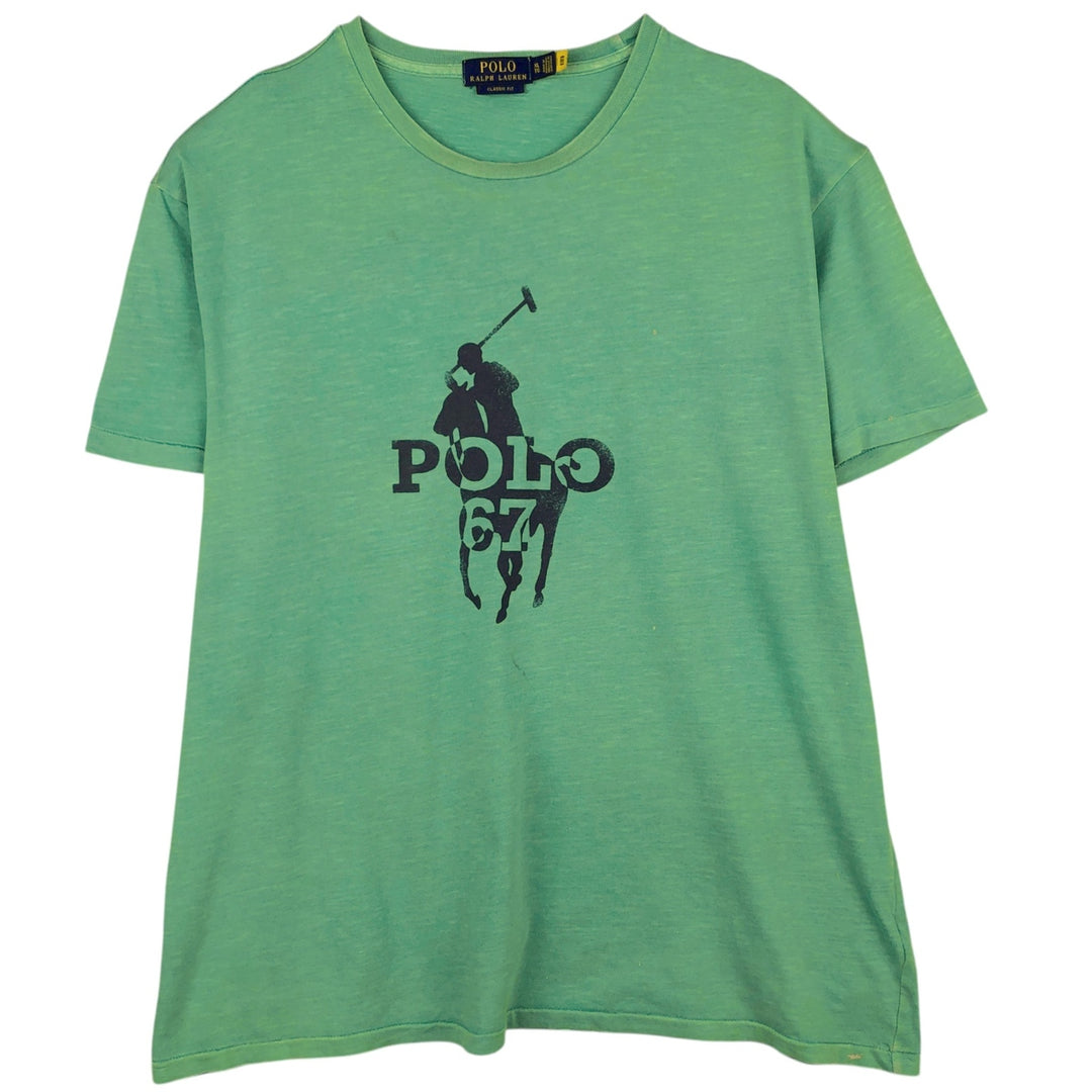 Ralph Lauren POLO RALPH LAUREN CLASSIC FIT Big Pony Short-Sleeve Print T-Shirt (Men's XL equivalent) cotton Emerald green Vintage Second Hand