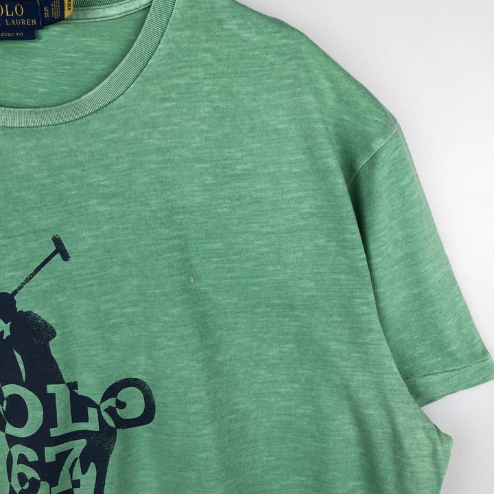Ralph Lauren POLO RALPH LAUREN CLASSIC FIT Big Pony Short-Sleeve Print T-Shirt (Men's XL equivalent) cotton Emerald green Vintage Second Hand