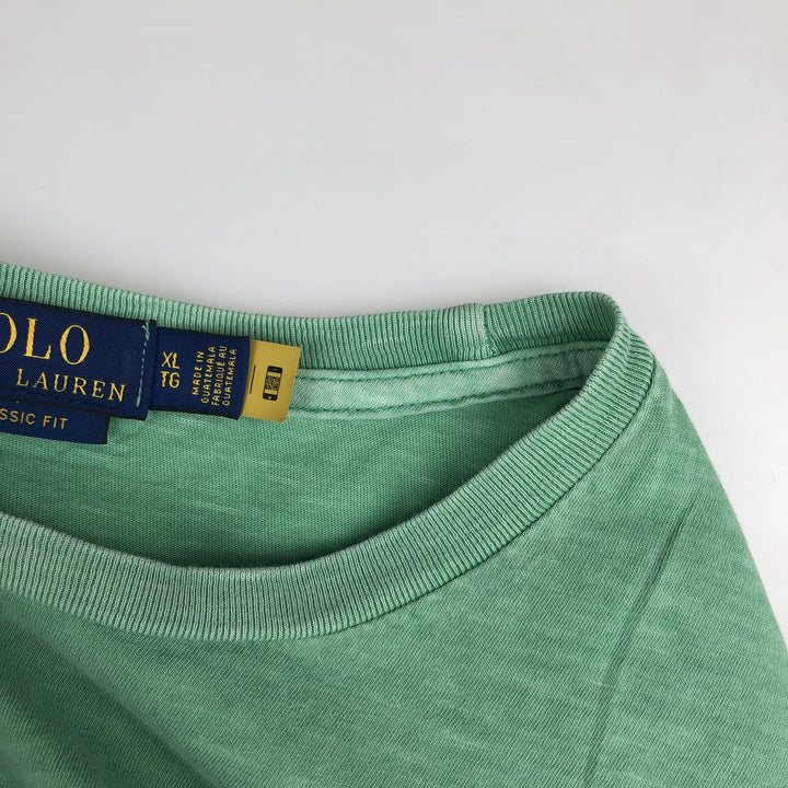 Ralph Lauren POLO RALPH LAUREN CLASSIC FIT Big Pony Short-Sleeve Print T-Shirt (Men's XL equivalent) cotton Emerald green Vintage Second Hand