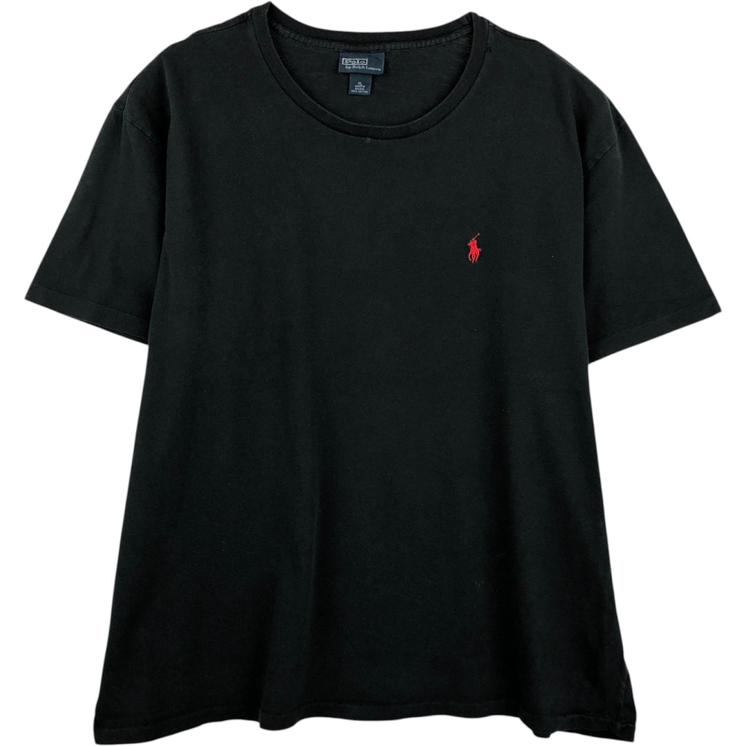 Ralph Lauren POLO by Ralph Lauren Short-Sleeve T-Shirt with One-Point Logo, Men's Size XL (approx.) cotton black type Vintage Second Hand