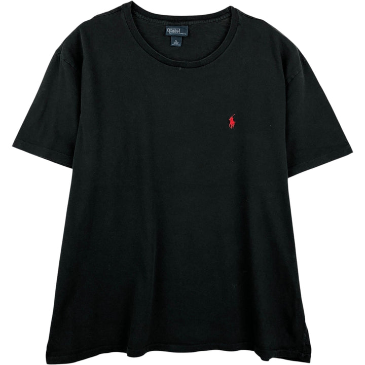 Ralph Lauren POLO by Ralph Lauren Short-Sleeve T-Shirt with One-Point Logo, Men's Size XL (approx.) cotton black type Vintage Second Hand