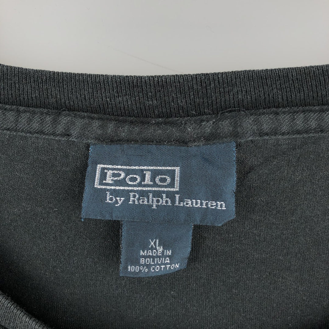 Ralph Lauren POLO by Ralph Lauren Short-Sleeve T-Shirt with One-Point Logo, Men's Size XL (approx.) cotton black type Vintage Second Hand