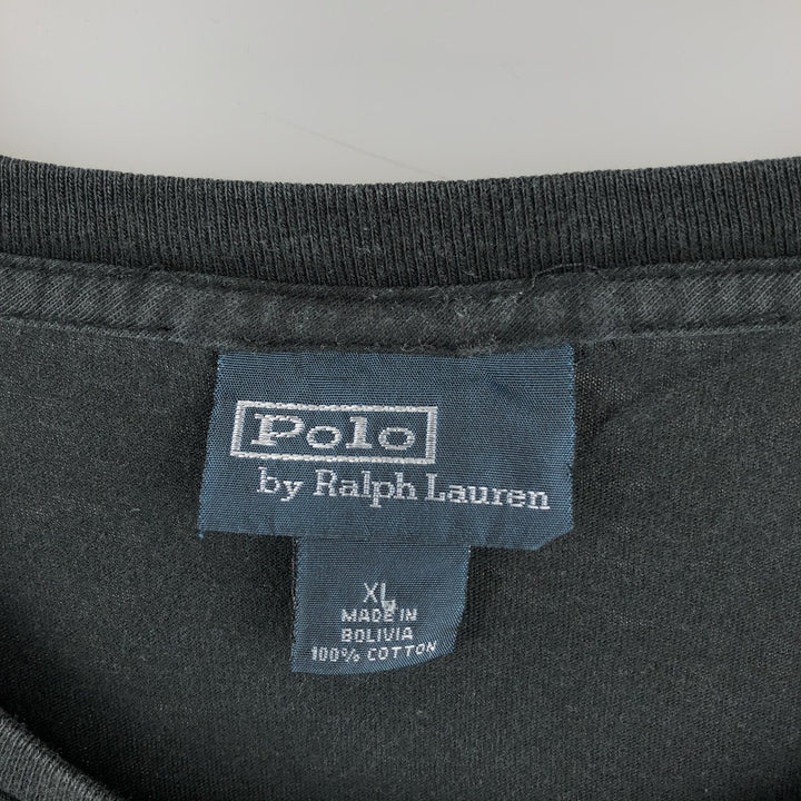 Ralph Lauren POLO by Ralph Lauren Short-Sleeve T-Shirt with One-Point Logo, Men's Size XL (approx.) cotton black type Vintage Second Hand
