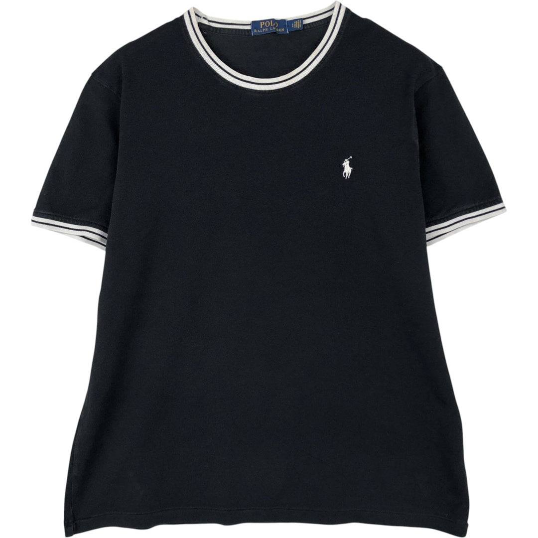 Ralph Lauren POLO RALPH LAUREN Pique short sleeve one point logo T-shirt Men's L size cotton black type Vintage Second Hand