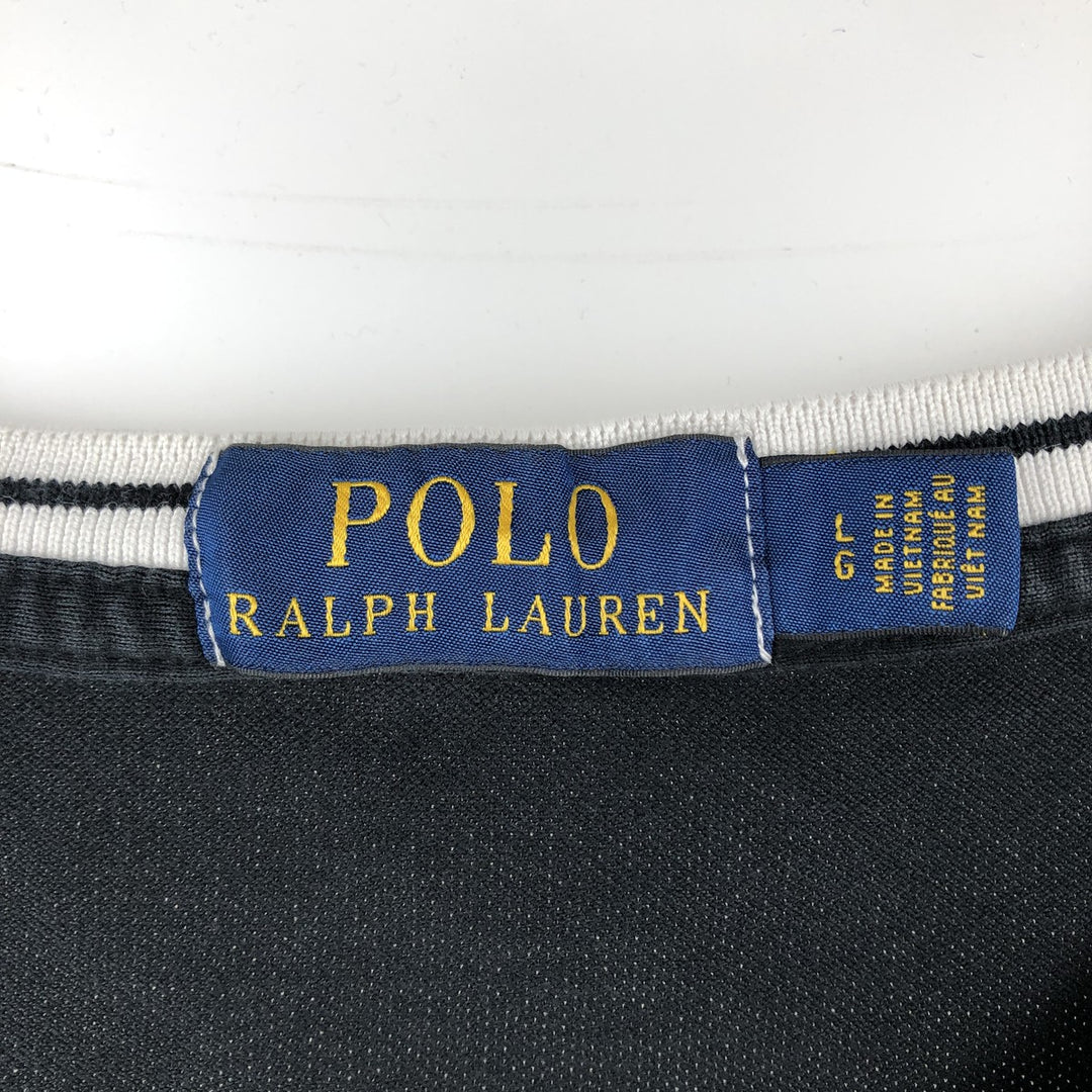 Ralph Lauren POLO RALPH LAUREN Pique short sleeve one point logo T-shirt Men's L size cotton black type Vintage Second Hand