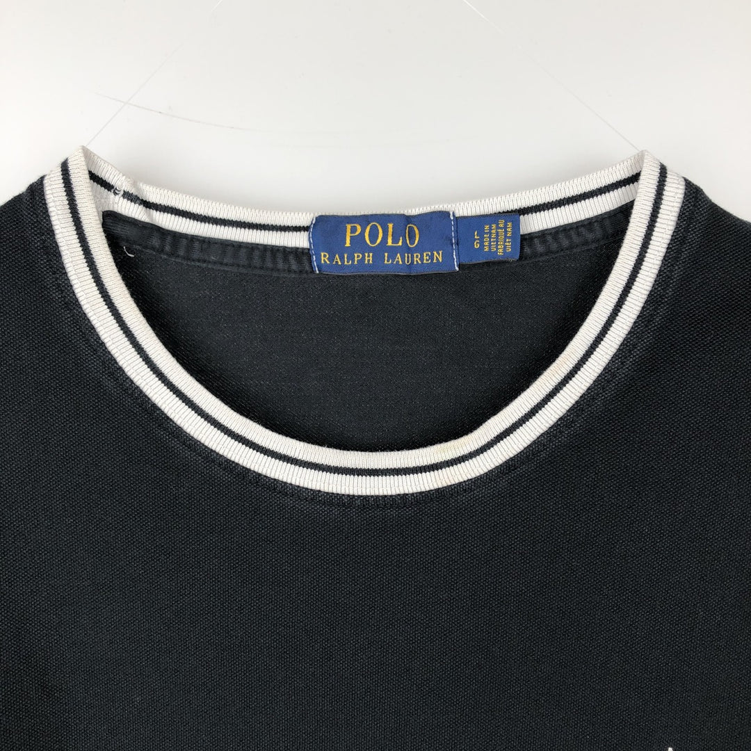 Ralph Lauren POLO RALPH LAUREN Pique short sleeve one point logo T-shirt Men's L size cotton black type Vintage Second Hand
