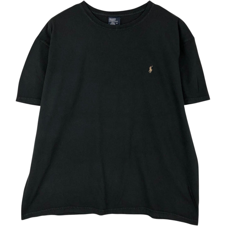 Ralph Lauren POLO by Ralph Lauren short sleeve one point logo T-shirt men's L size cotton black type Vintage Second Hand