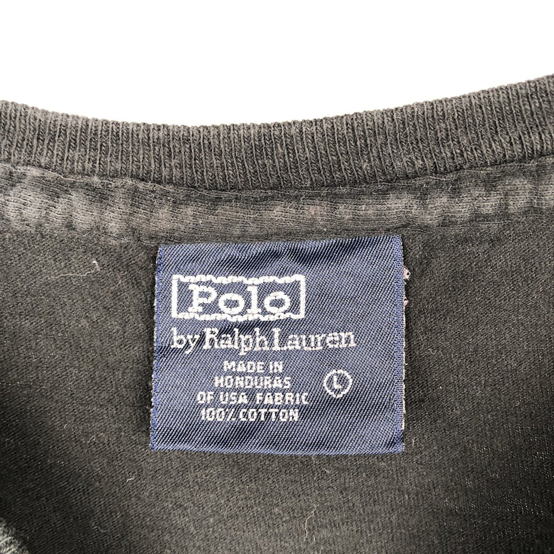 Ralph Lauren POLO by Ralph Lauren short sleeve one point logo T-shirt men's L size cotton black type Vintage Second Hand