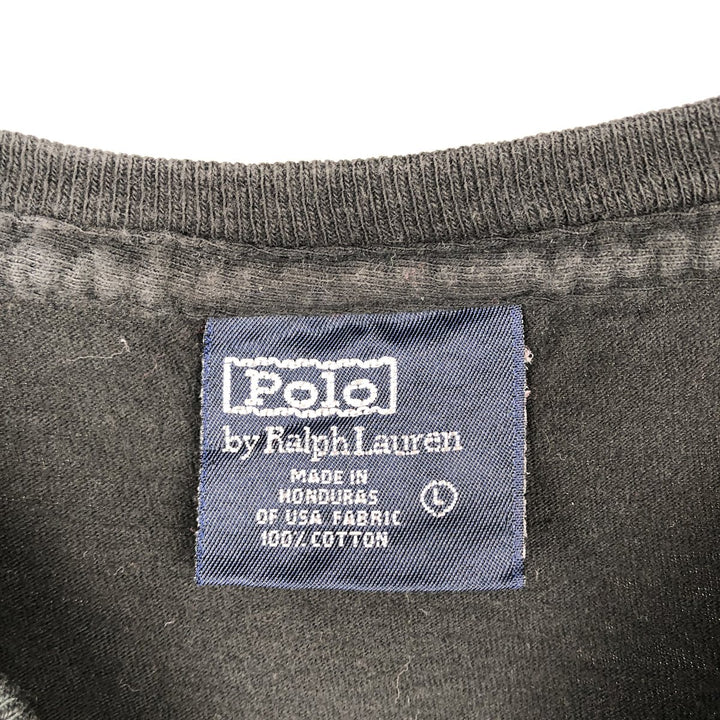 Ralph Lauren POLO by Ralph Lauren short sleeve one point logo T-shirt men's L size cotton black type Vintage Second Hand
