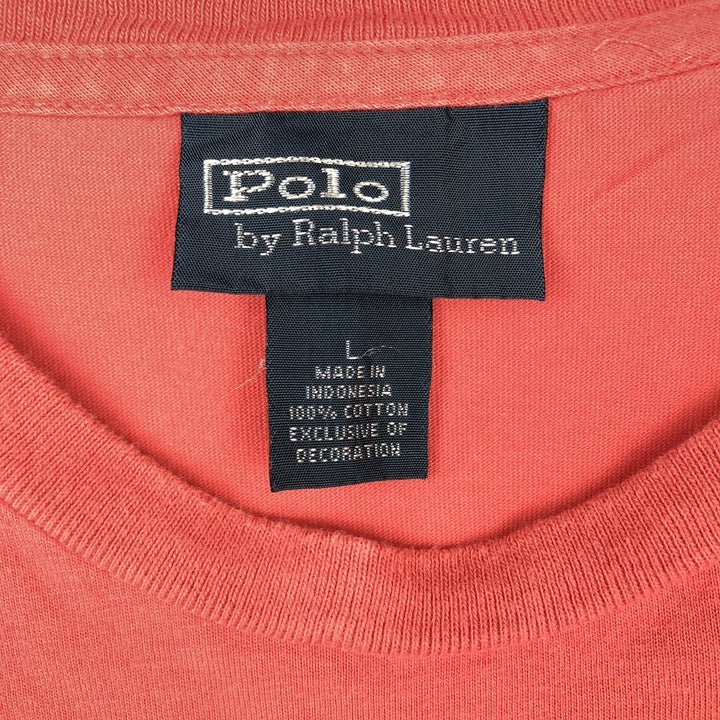 Ralph Lauren POLO by Ralph Lauren short sleeve one point logo T-shirt men's L size cotton pink type Vintage Second Hand