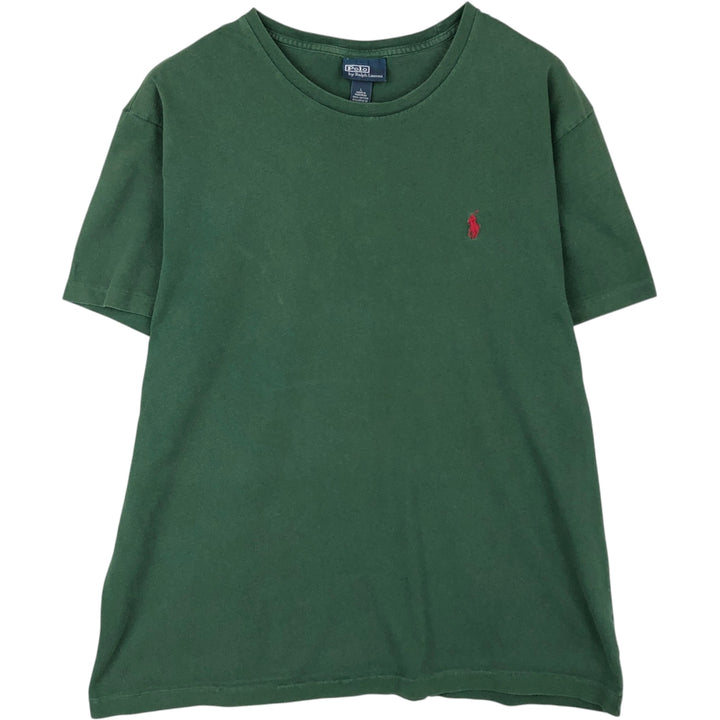 Ralph Lauren POLO by Ralph Lauren short sleeve one point logo T-shirt men's L size cotton Green type dark green Vintage Second Hand