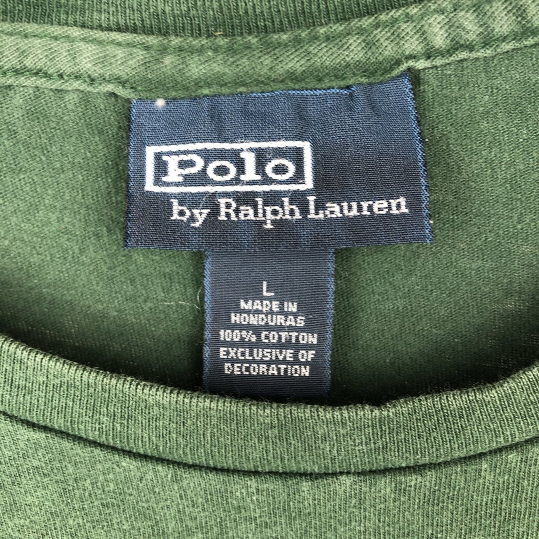 Ralph Lauren POLO by Ralph Lauren short sleeve one point logo T-shirt men's L size cotton Green type dark green Vintage Second Hand