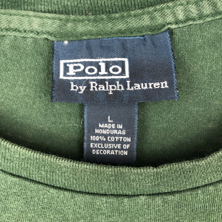 Ralph Lauren POLO by Ralph Lauren short sleeve one point logo T-shirt men's L size cotton Green type dark green Vintage Second Hand