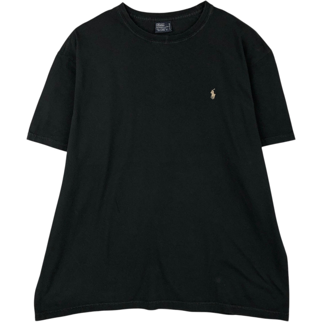 Ralph Lauren POLO by Ralph Lauren short sleeve one point logo T-shirt men's L size cotton black type Vintage Second Hand