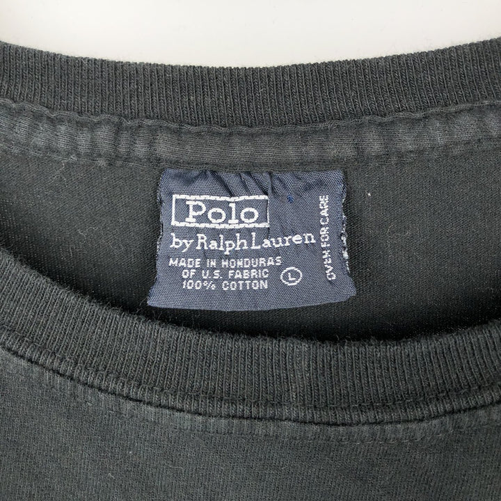 Ralph Lauren POLO by Ralph Lauren short sleeve one point logo T-shirt men's L size cotton black type Vintage Second Hand