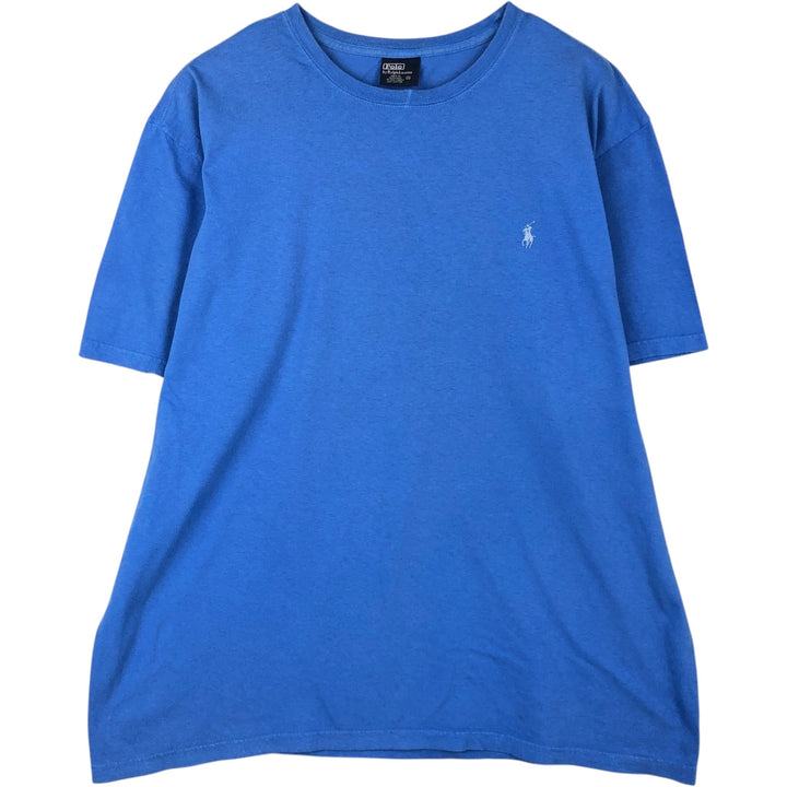 Ralph Lauren POLO by Ralph Lauren Short-Sleeve T-Shirt with One-Point Logo, Men's Size XL (approx.) cotton blue type Vintage Second Hand