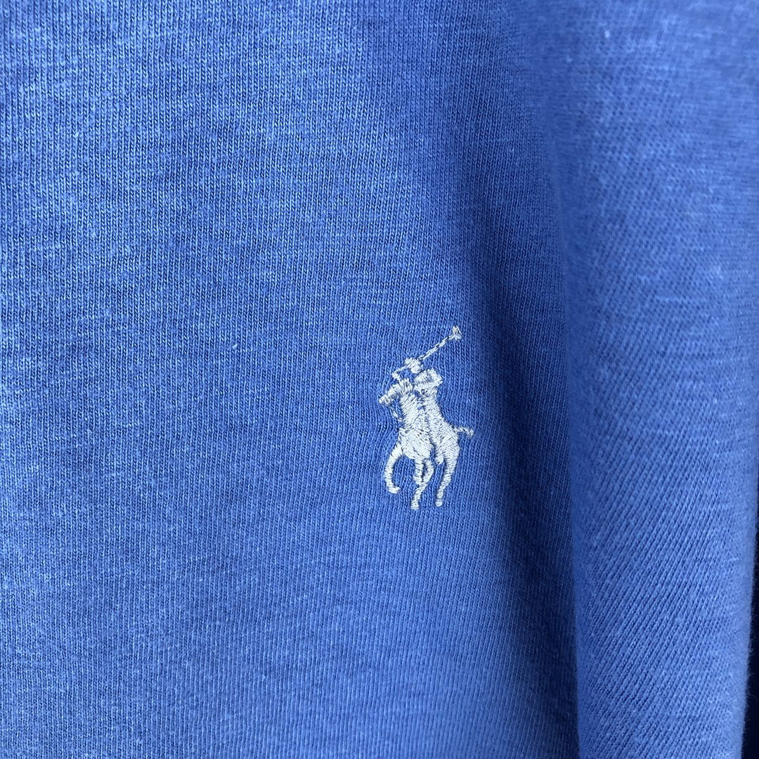 Ralph Lauren POLO by Ralph Lauren Short-Sleeve T-Shirt with One-Point Logo, Men's Size XL (approx.) cotton blue type Vintage Second Hand