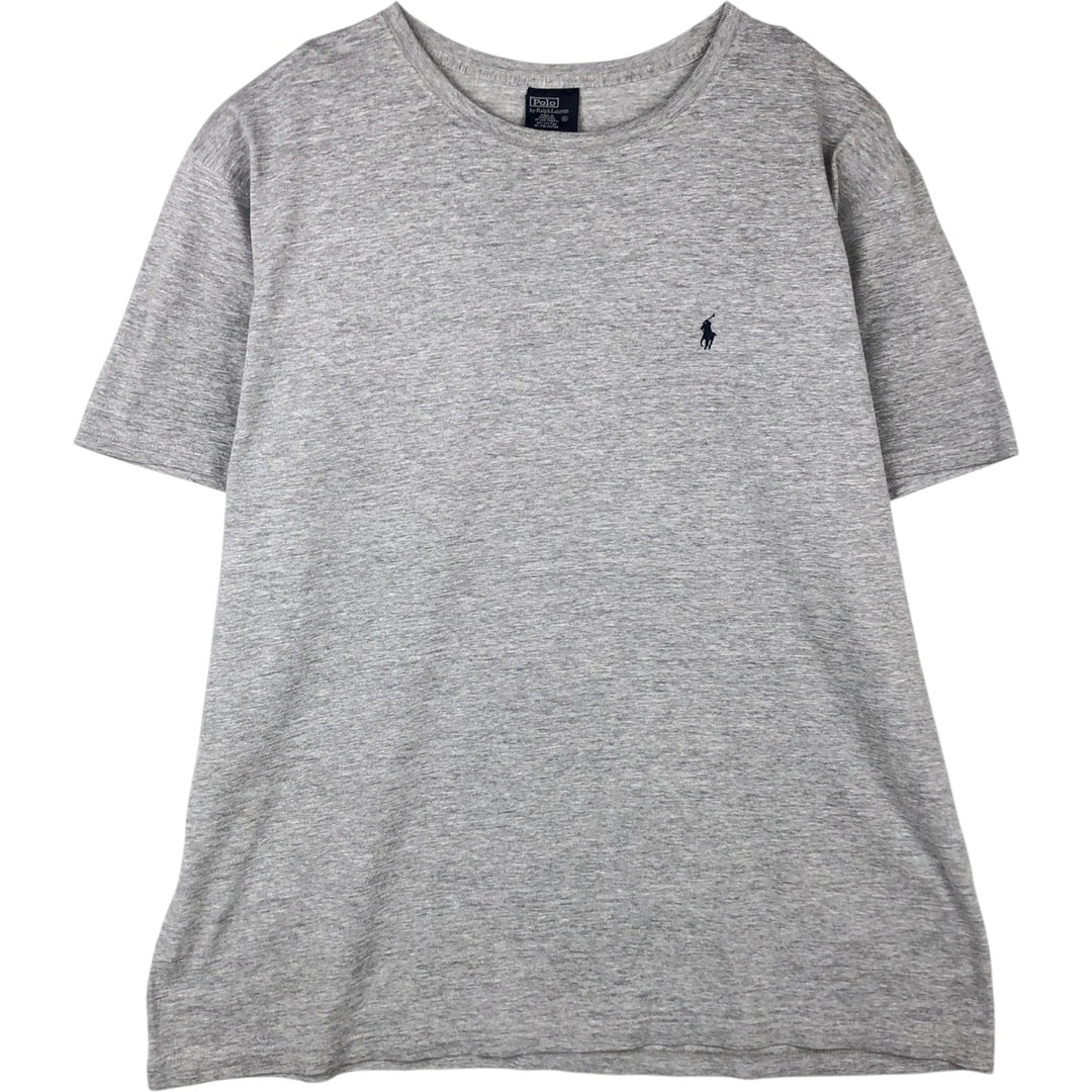 Ralph Lauren POLO by Ralph Lauren Short-Sleeve T-Shirt with One-Point Logo, Men's Size XL (approx.) cotton gray type Vintage Second Hand