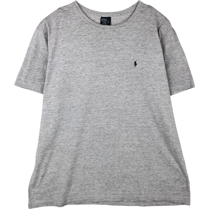 Ralph Lauren POLO by Ralph Lauren Short-Sleeve T-Shirt with One-Point Logo, Men's Size XL (approx.) cotton gray type Vintage Second Hand