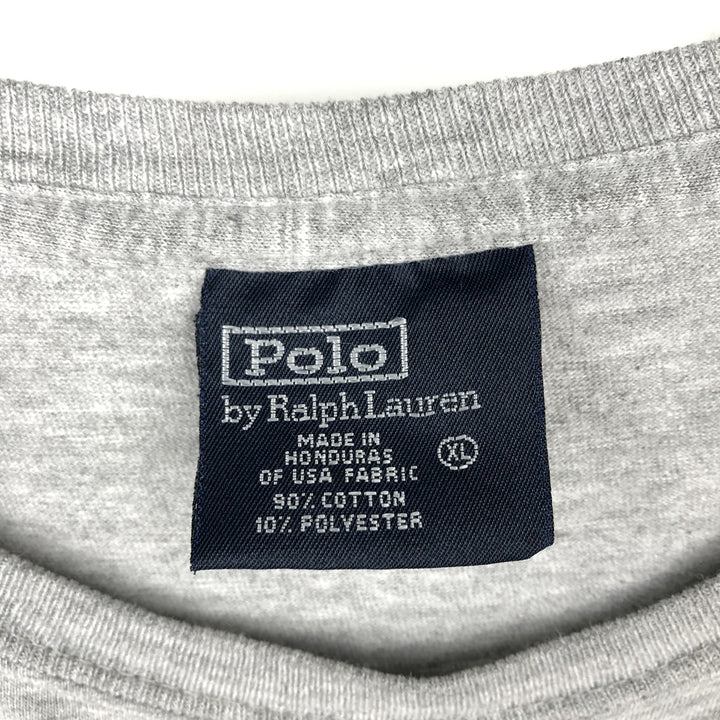 Ralph Lauren POLO by Ralph Lauren Short-Sleeve T-Shirt with One-Point Logo, Men's Size XL (approx.) cotton gray type Vintage Second Hand