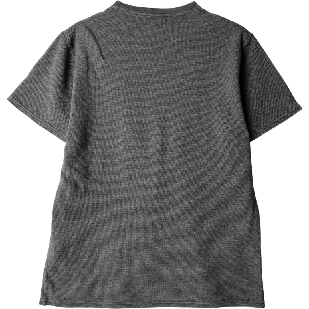 Ralph Lauren POLO RALPH LAUREN Thermal Waffle Short-Sleeve T-Shirt with One-Point Logo, Men's Size XL (approx.) cotton gray type Vintage Second Hand