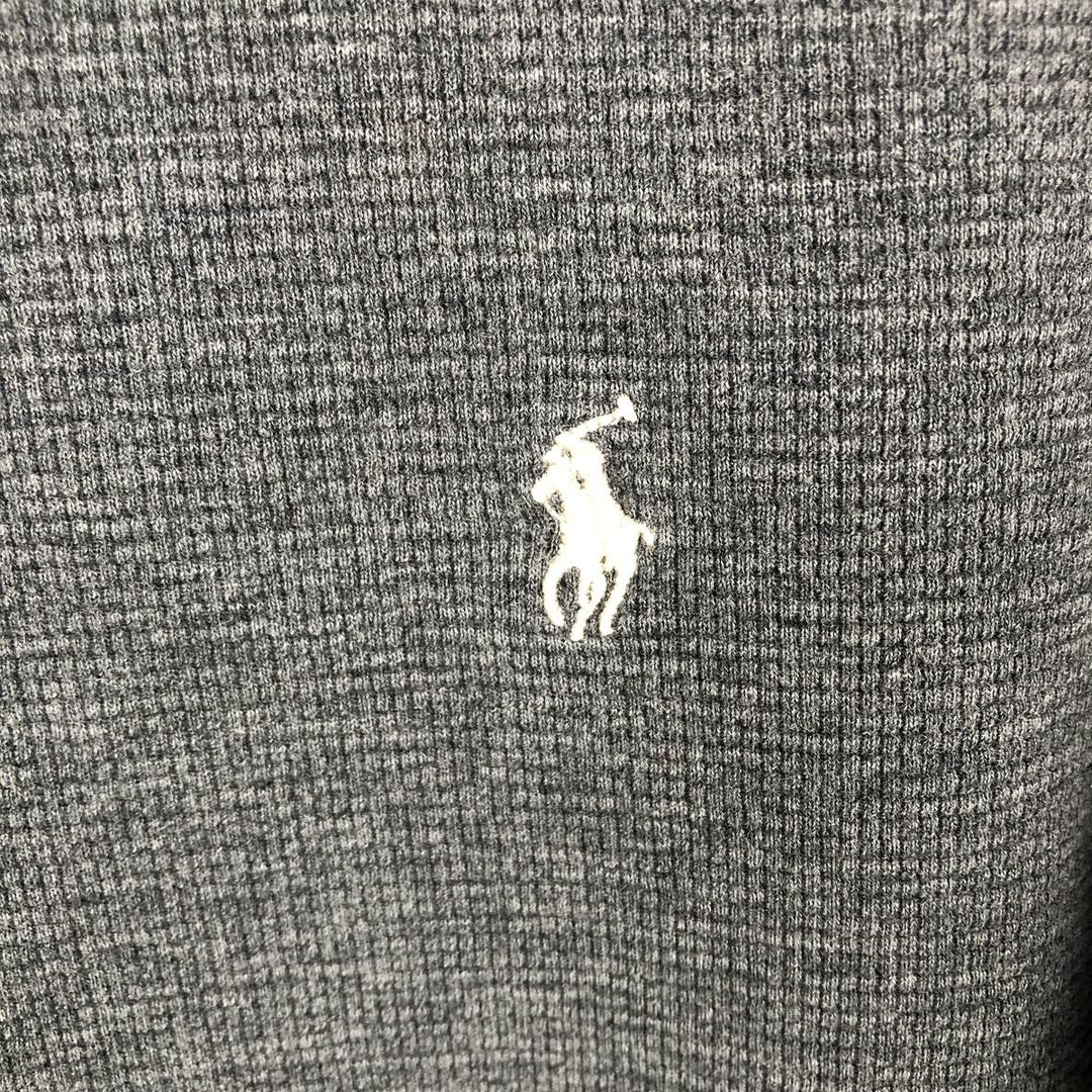 Ralph Lauren POLO RALPH LAUREN Thermal Waffle Short-Sleeve T-Shirt with One-Point Logo, Men's Size XL (approx.) cotton gray type Vintage Second Hand
