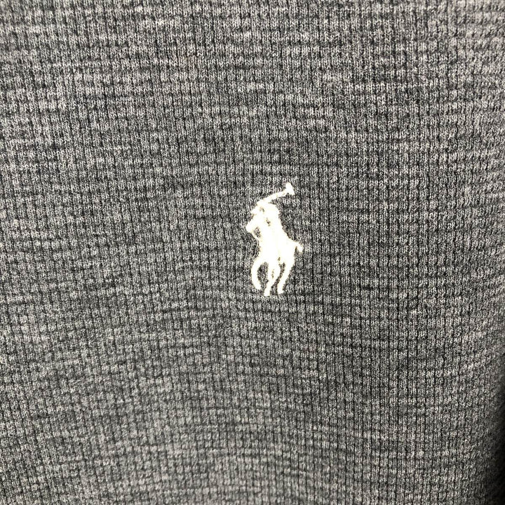 Ralph Lauren POLO RALPH LAUREN Thermal Waffle Short-Sleeve T-Shirt with One-Point Logo, Men's Size XL (approx.) cotton gray type Vintage Second Hand