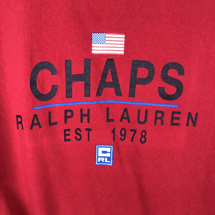 Ralph Lauren CHAPS short-sleeved logo t-shirt with American flag pattern, made in Canada, men's size L equivalent. cotton red type Vintage Second Hand