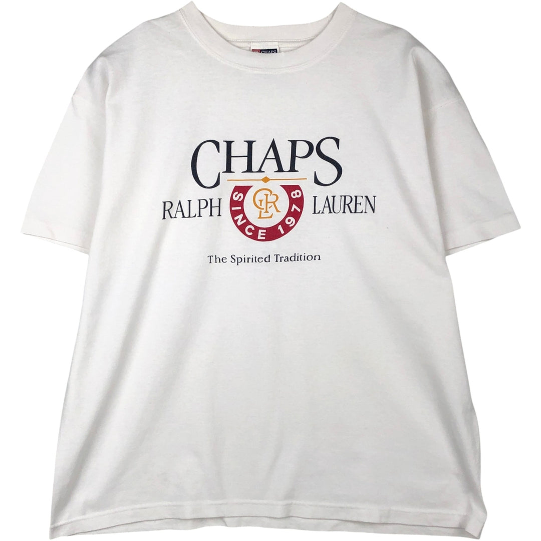 Ralph Lauren CHAPS Short-Sleeve Logo T-Shirt, Men's Size XL (approx.) cotton white type Vintage Second Hand